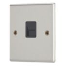 Contactum iConic 1-Gang Master Telephone Socket Brushed Steel with Black Inserts