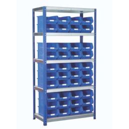 Barton Ecorax 5-Tier Powder-Coated Steel Shelving with Containers 900mm x 450mm x 1760mm