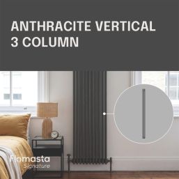 Flomasta 1800mm x 515mm 6215BTU Anthracite Vertical 3 Column Radiator