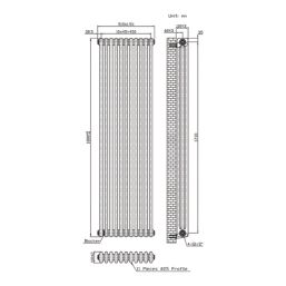 Flomasta 1800mm x 515mm 6215BTU Anthracite Vertical 3 Column Radiator