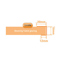 SNAPA Clear 16mm C-Section Glazing Bar 2000mm x 20mm