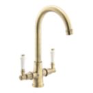 Streame by Abode Keswick Swan Neck Dual-Lever Mono Mixer Brushed Brass