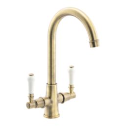 Streame by Abode Keswick Swan Neck Dual-Lever Mono Mixer Brushed Brass