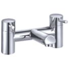ETAL Juke Polished Chrome 112mm Deck Mounted Lever 2 Tap Holes Bath Mixer Tap