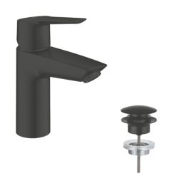 Grohe QuickFix Start Matt Black 165mm Standard Lever Mono Basin Mixer Tap  With Pop-Up Waste