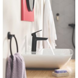 Grohe QuickFix Start Matt Black 165mm Standard Lever Mono Basin Mixer Tap  With Pop-Up Waste