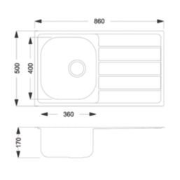 Carysil KD100 / HS605 1 Bowl Stainless Steel Inset Kitchen Sink & Tap Pack 860mm x 500mm