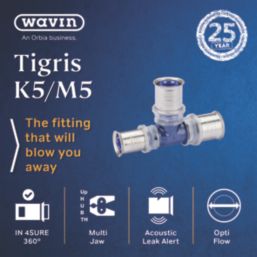 Wavin Tigris K5 Multi-Layer Composite Press-Fit Reducing Tees 20mm x 20mm x 16mm 10 Pack