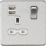Knightsbridge  13A 1-Gang SP Switched Socket + 2.4A 12W 2-Outlet Type A USB Charger Brushed Chrome with White Inserts