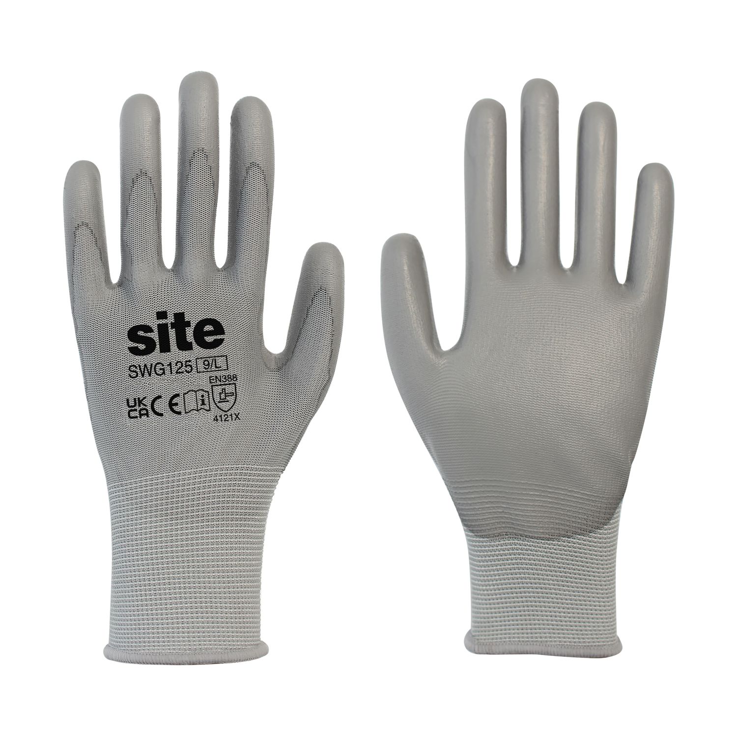 Site PU Palm Touchscreen Gloves Grey Large (699XR)