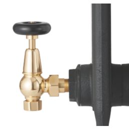 Arroll UK-20 15mm x 1/2" Brass Angled & L/S Traditional Manual Radiator Valve & Lockshield