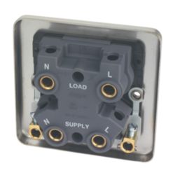 Hager Sollysta WRDP50NBSB 50A 1-Gang 2P+E Control Switch Brushed Steel with LED with Black Inserts