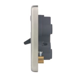 Hager Sollysta WRDP50NBSB 50A 1-Gang 2P+E Control Switch Brushed Steel with LED with Black Inserts