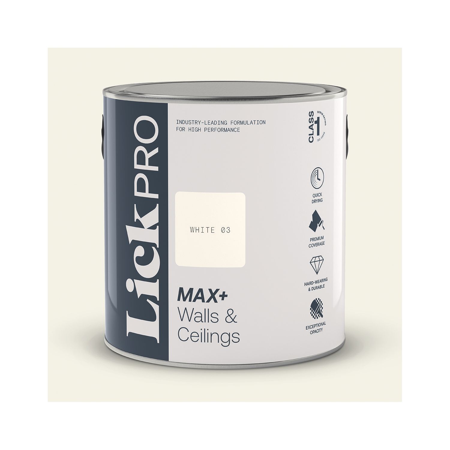 LickPro Max+ 2.5Ltr White 03 Eggshell Emulsion Paint (700JY)