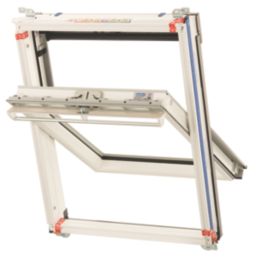 Keylite  Manual Centre-Pivot Grey & White Timber Double-Glazed Roof Window Clear 780mm x 1180mm