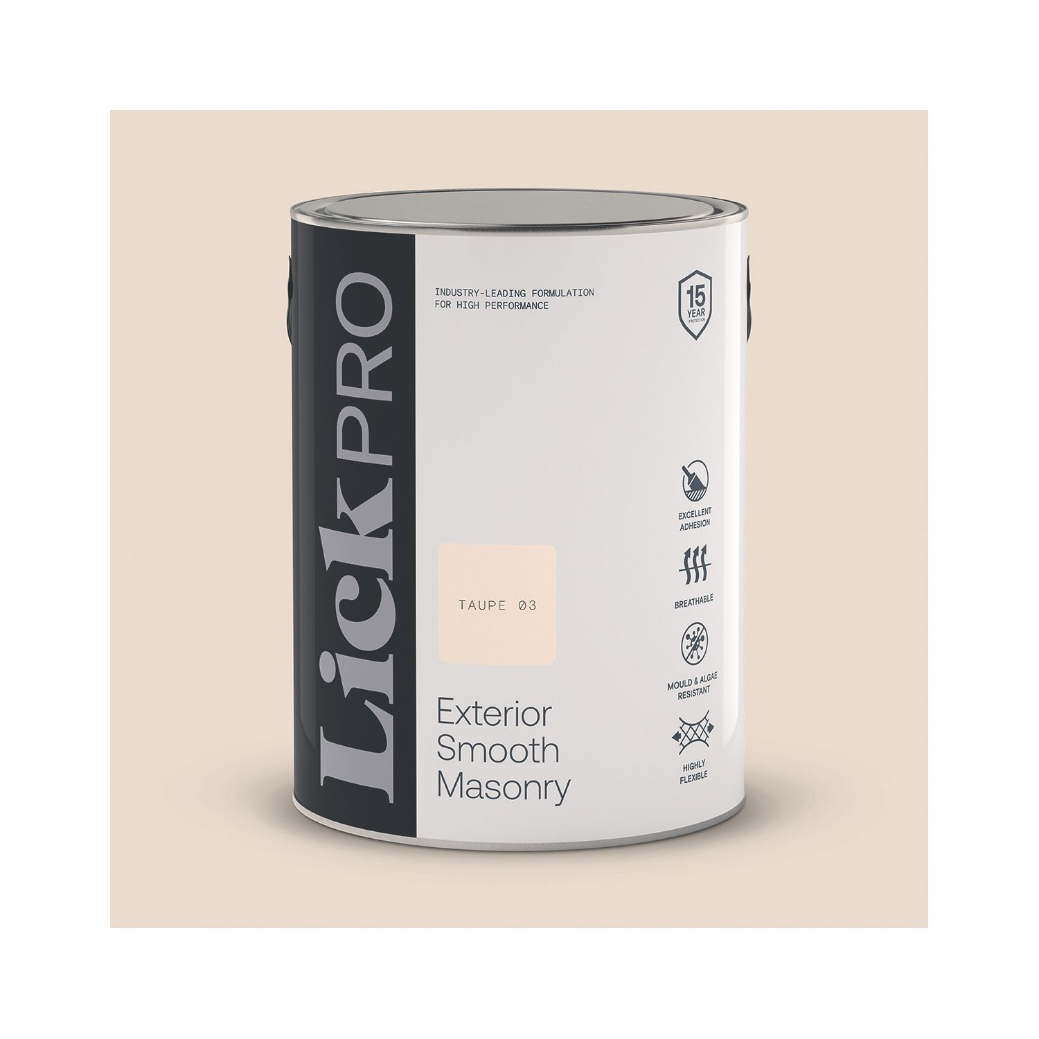 LickPro 5Ltr Smooth Taupe 03 Masonry Paint (700TM)