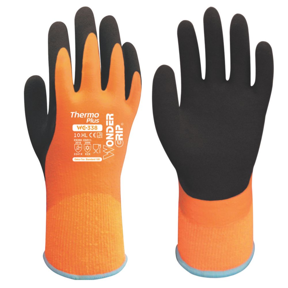 Wonder Grip WG-338 Thermo Plus 10 Thermal Waterproof Gloves Orange X ...