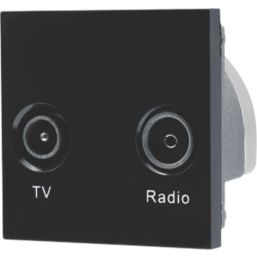 British General  Duplex Modular TV Socket Black