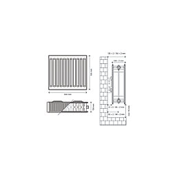 Flomasta  Type 22 Double-Panel Double Convector Radiator 500mm x 600mm White 3013BTU