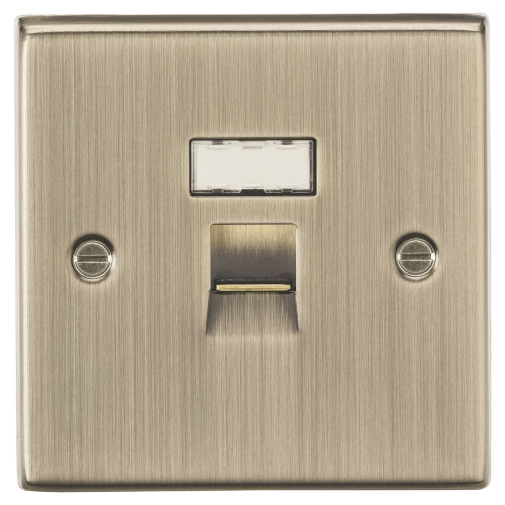 Knightsbridge 1-Gang RJ45 Antique Brass with Colour-Matched Inserts ...