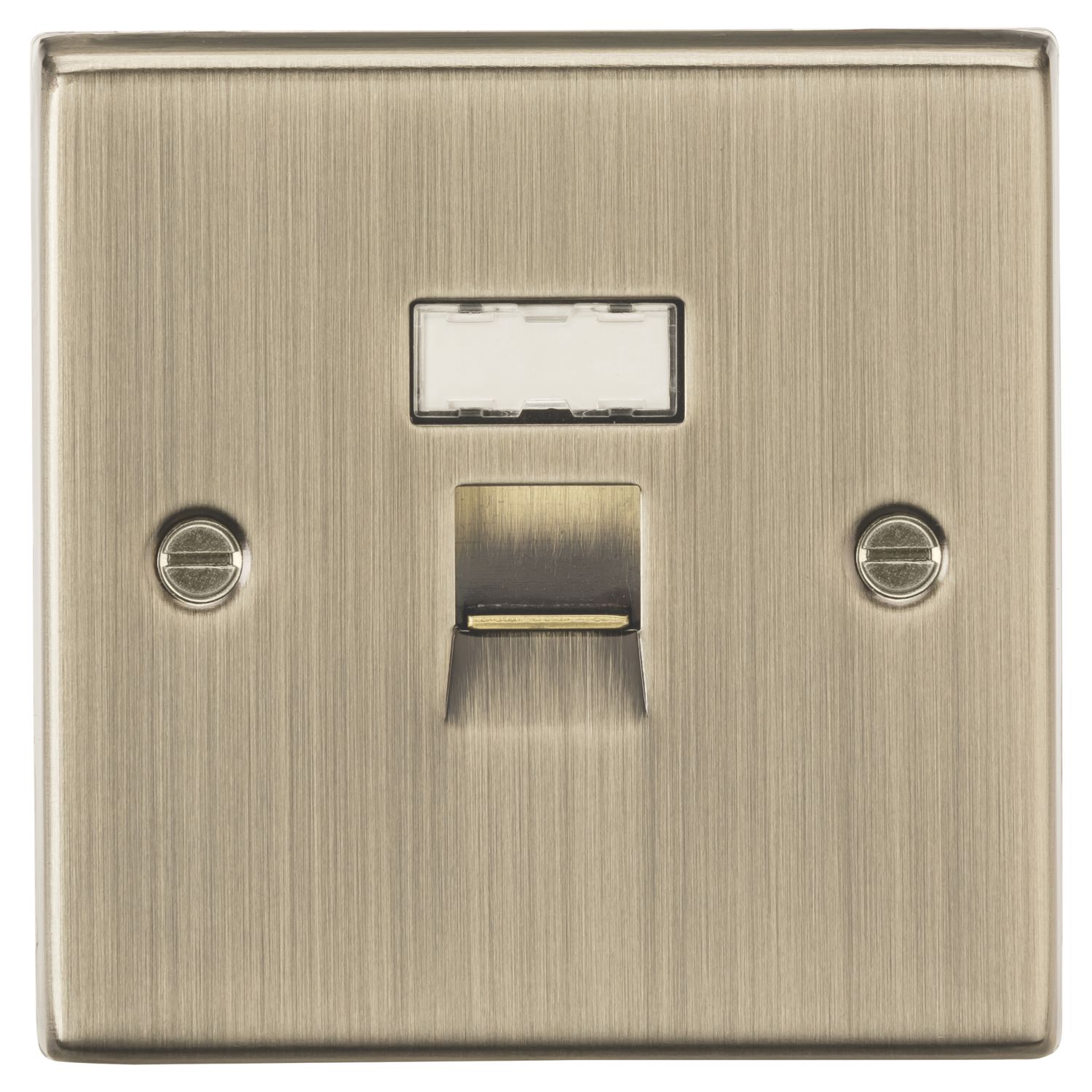 Knightsbridge 1-Gang RJ45 Antique Brass with Colour-Matched Inserts (701AM)