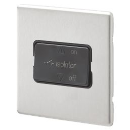 MK Aspect 10A 1-Gang 3-Pole Fan Isolator Switch Brushed Stainless Steel  with Black Inserts