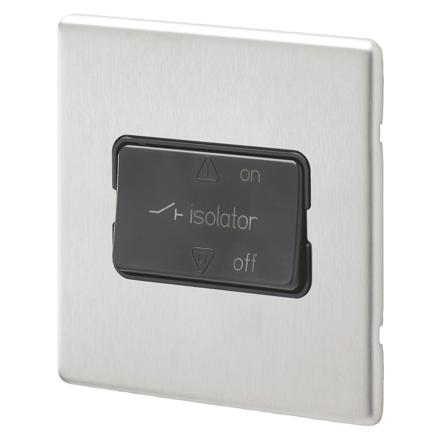 MK Aspect 10A 1-Gang 3-Pole Fan Isolator Switch Brushed Stainless Steel with Black Inserts (701FF)