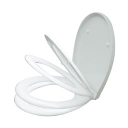 Swirl  Soft-Close with Quick-Release Toilet Seat Stainless Steel & Plastic White