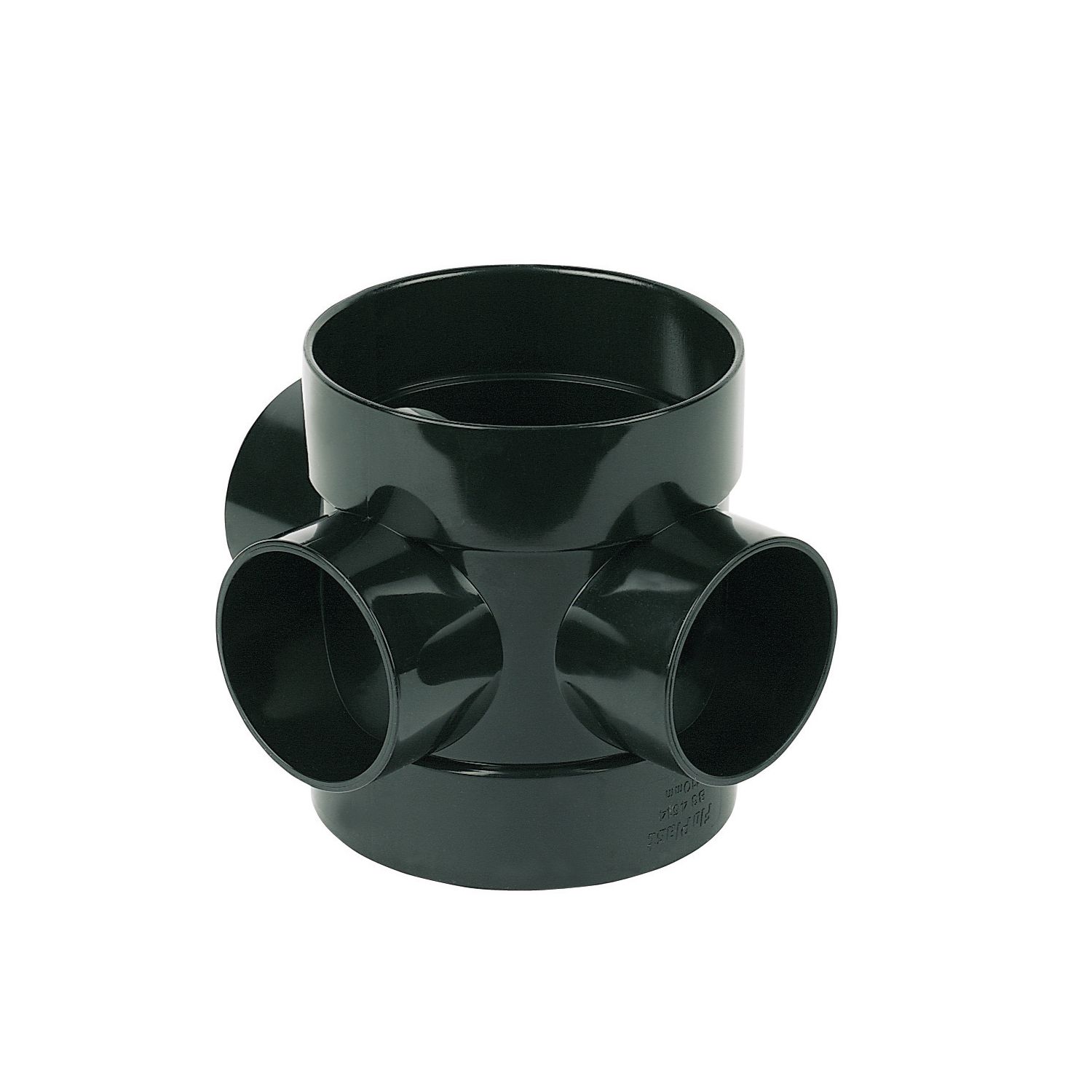 FloPlast Solvent Weld 3-Boss Double Socket Short Pipe Black 110mm (70205)