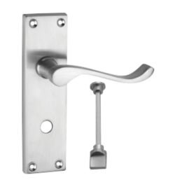 Smith & Locke  Fire Rated WC Door Handles Pair Satin Chrome