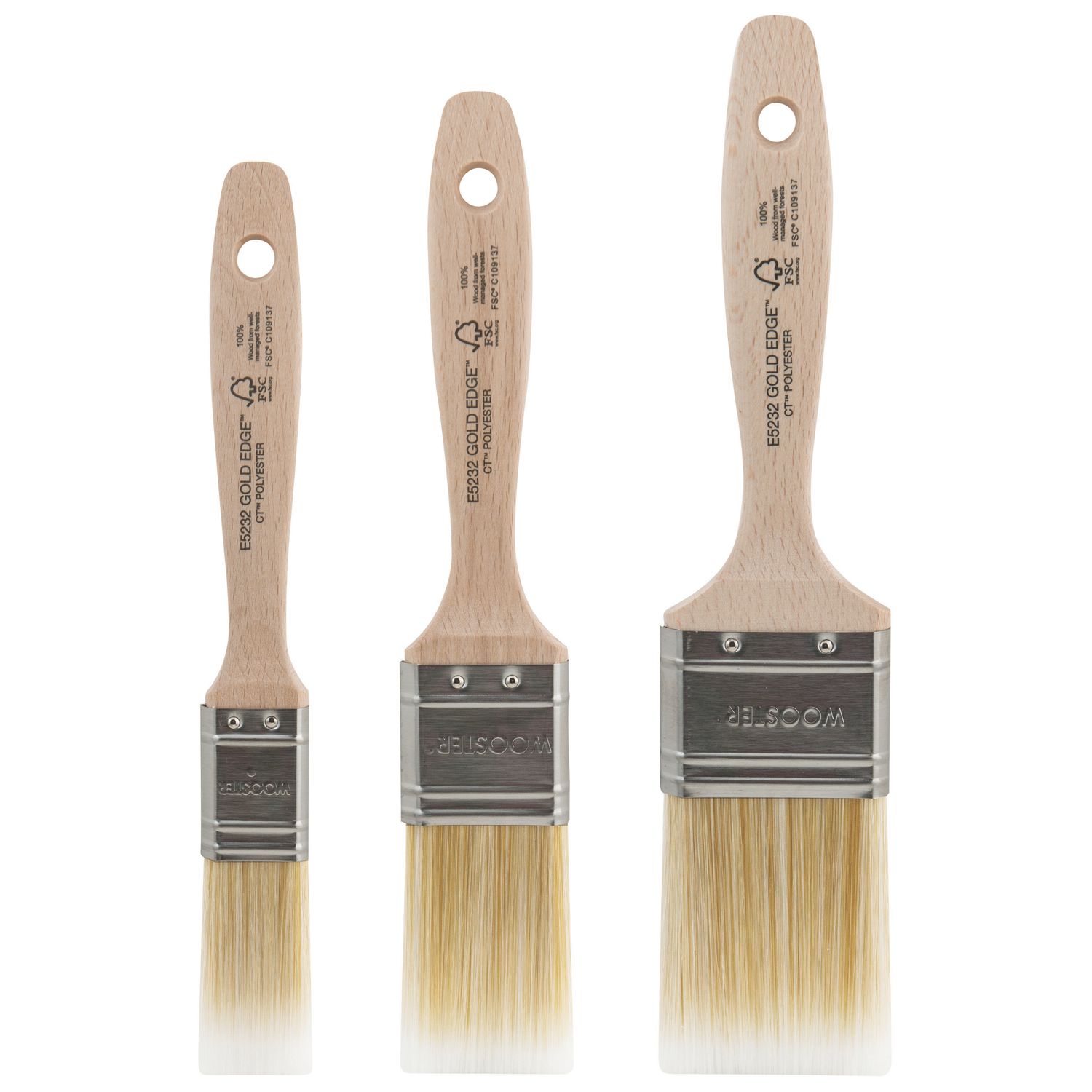 Wooster Gold Edge Cutting-In Paint Brushes 3 Piece Set (7026X)