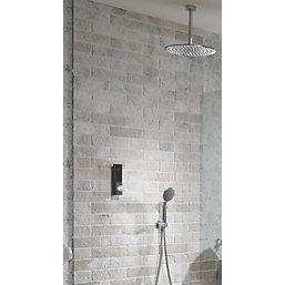 Triton H2ome HP/Combi Ceiling & Rear Fed Dual Outlet Chrome / Black Thermostatic Digital Shower