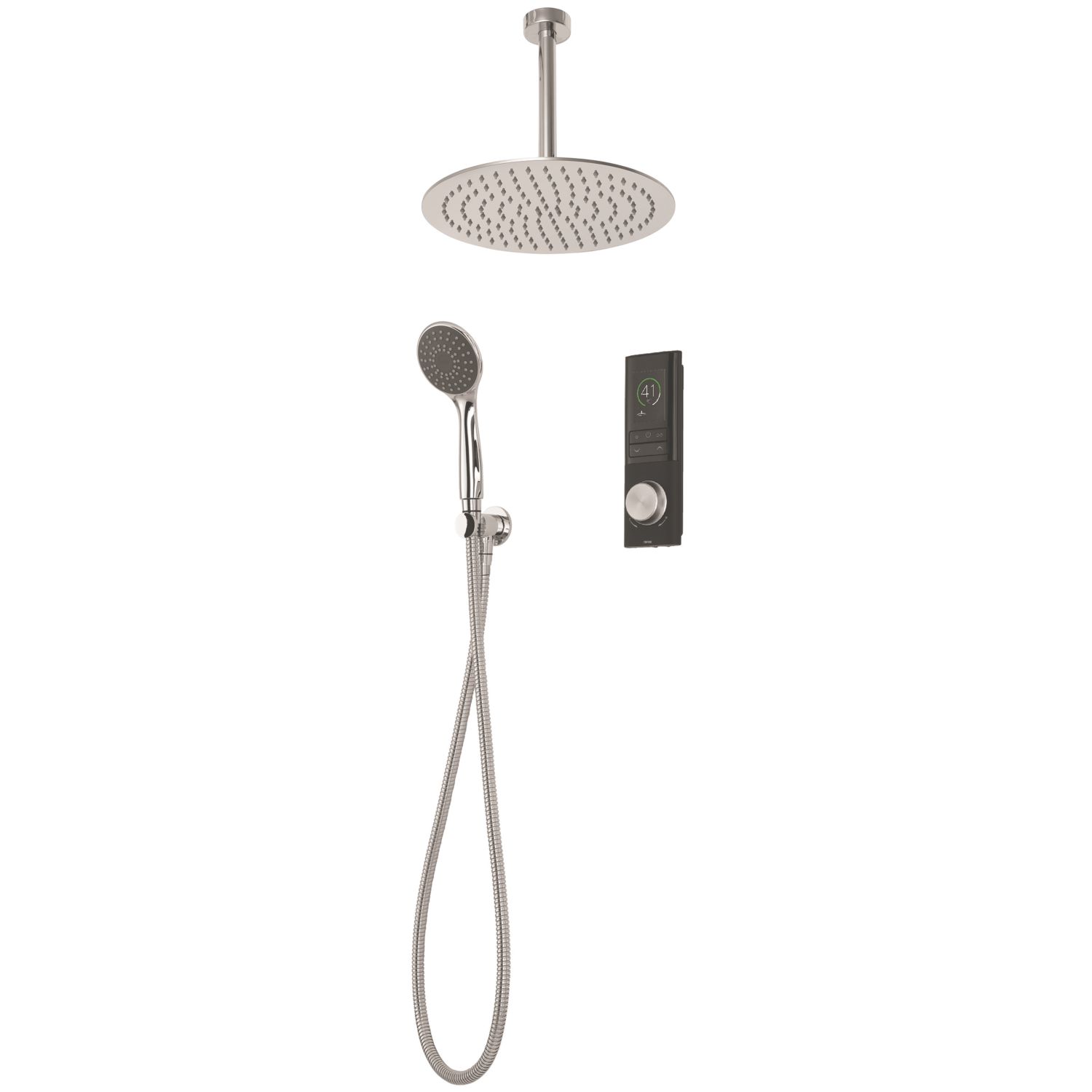 Triton H2ome HP/Combi Ceiling & Rear Fed Dual Outlet Chrome/Black Thermostatic Digital Shower (702CF)