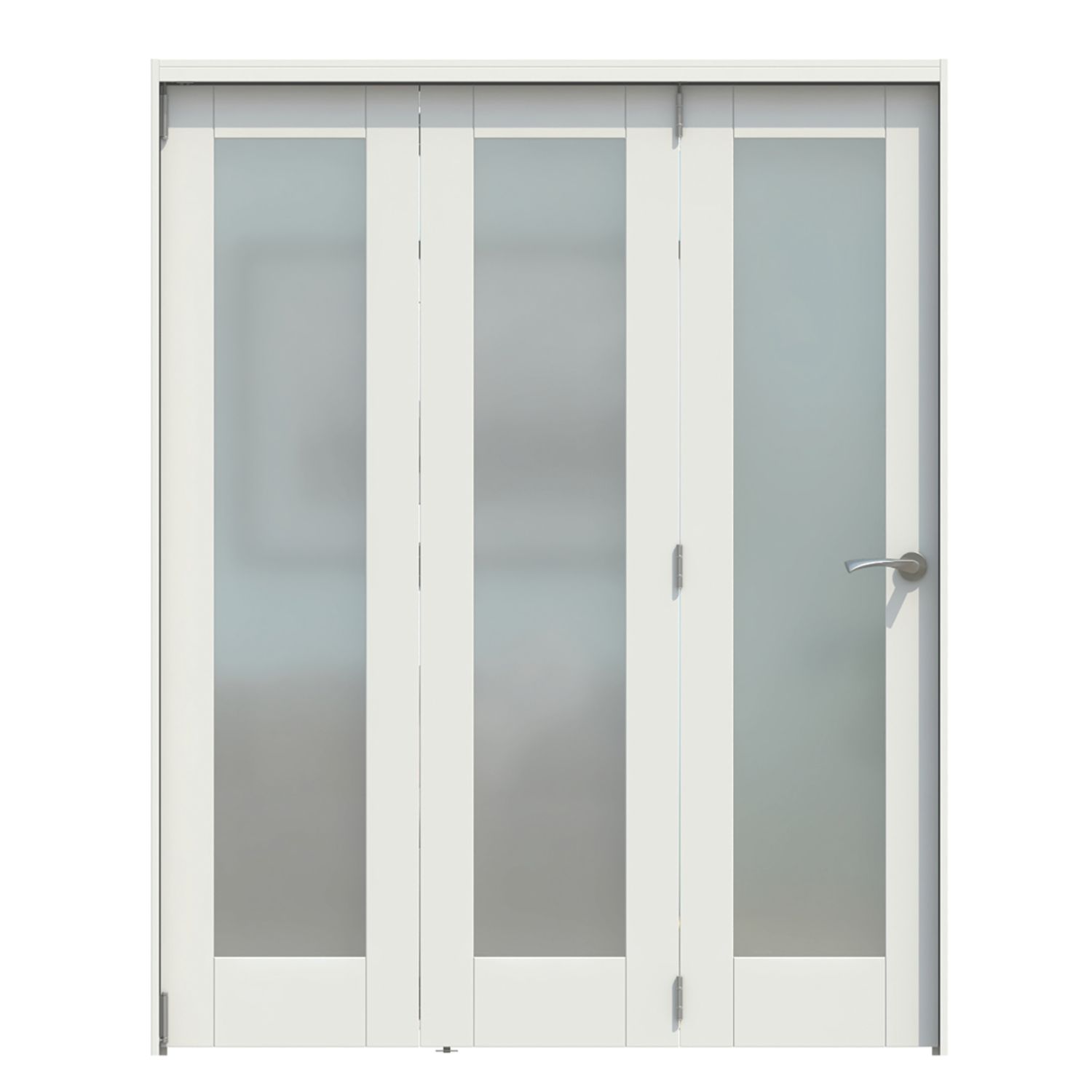 Green & Taylor 3-Door 1-Frosted Light Primed White Wooden Shaker Internal Bi-Fold Door 2060mm x 1674mm (702CT)
