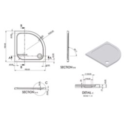 Essentials Rome Quadrant Shower Tray Gloss 900mm x 900mm x 45mm