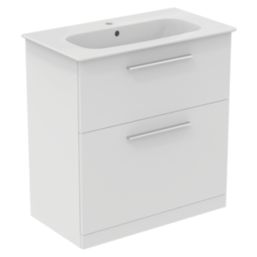 Ideal Standard i.life A Floorstanding Vanity Unit With Chrome Handles & Basin Matt White 800mm x 440mm x 853mm