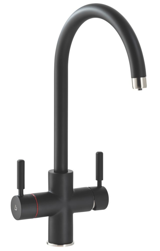 3 in 1 Steaming Hot Water Tap Matt Black - Screwfix