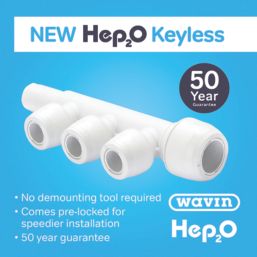 Hep2O  Plastic Push-Fit Reducing 3 Port Keyless Spigot Manifold (Same Side) 22mm x 15mm