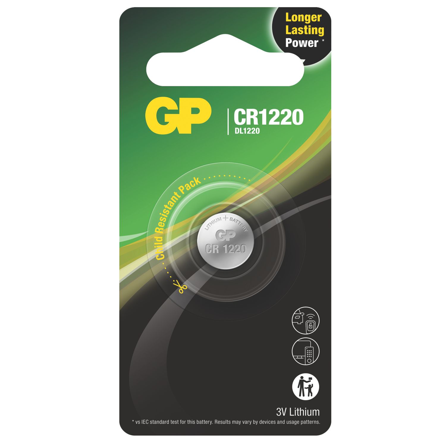 GP Batteries CR1220 3V Coin Cell Lithium Battery (702RM)
