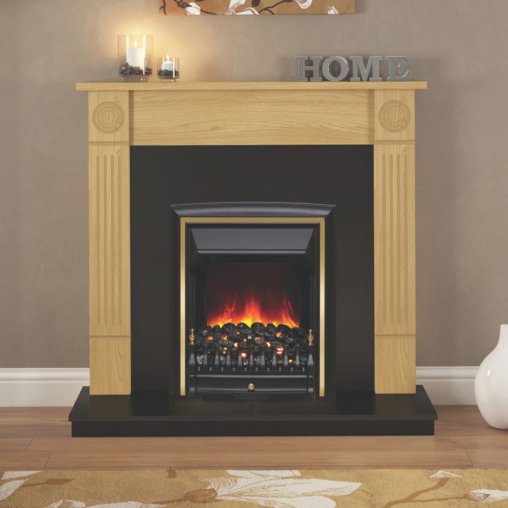 Be Modern Darras Electric Fireplace Oak Veneer 1210mm x 330mm x 1130mm -  Screwfix