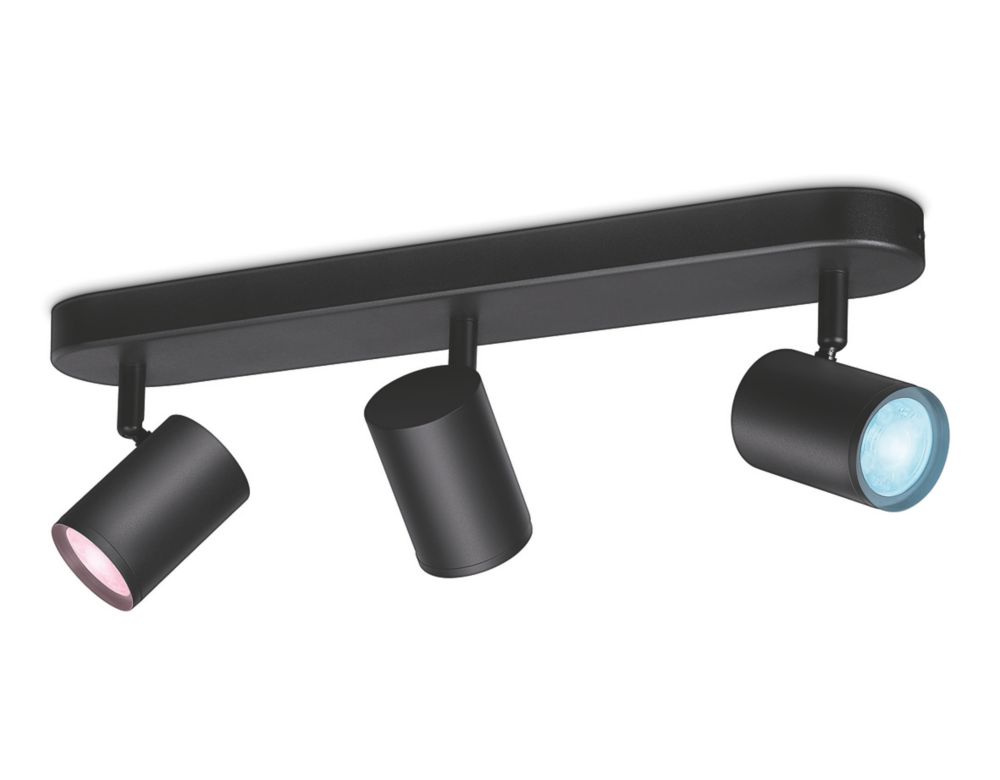 WiZ Imageo RGB & White LED WiFiConnected 3 Adjustable Spotlights Black