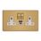 Varilight  13A 2-Gang 1P+N Switched Socket + 4A 20W 2-Outlet Type A & C USB Charger Brushed Brass with White Inserts