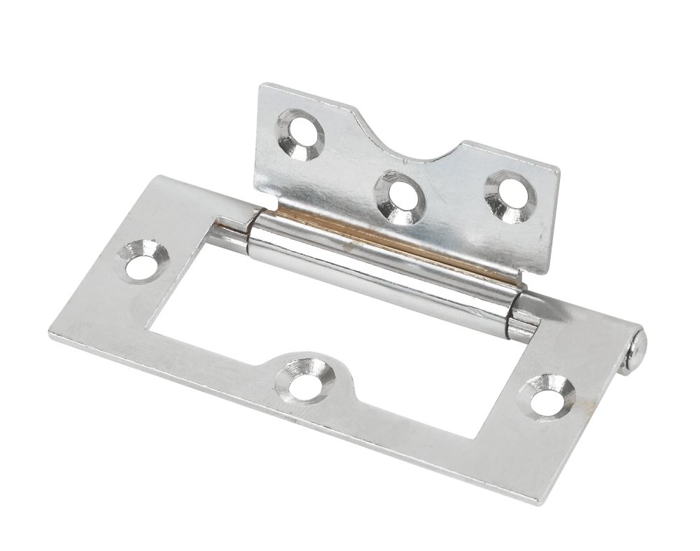 Polished Chrome Flush Hinge 76 x 33mm 2 Pack Screwfix