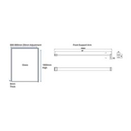 Palermo  Semi-Framed Showerwall Glass Chrome 900mm x 1950mm