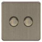 Knightsbridge Screwless 2-Gang 2-Way LED Dimmer Switch  Antique Brass