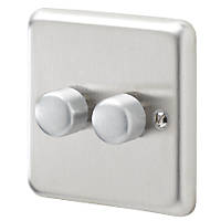 MK Albany Plus 2-Gang 2-Way  Dimmer Switch  Brushed Steel