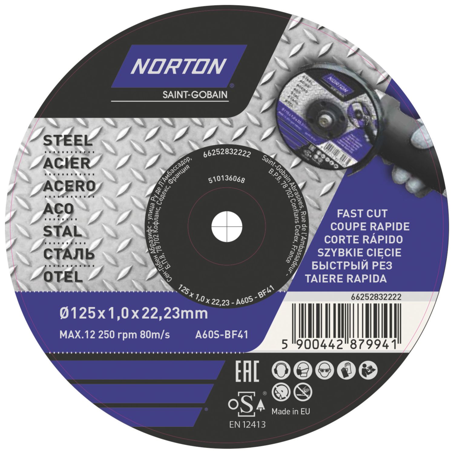 Norton Metal Cutting Discs 125mm (5") x 22.23mm 5 Pack (703FK)