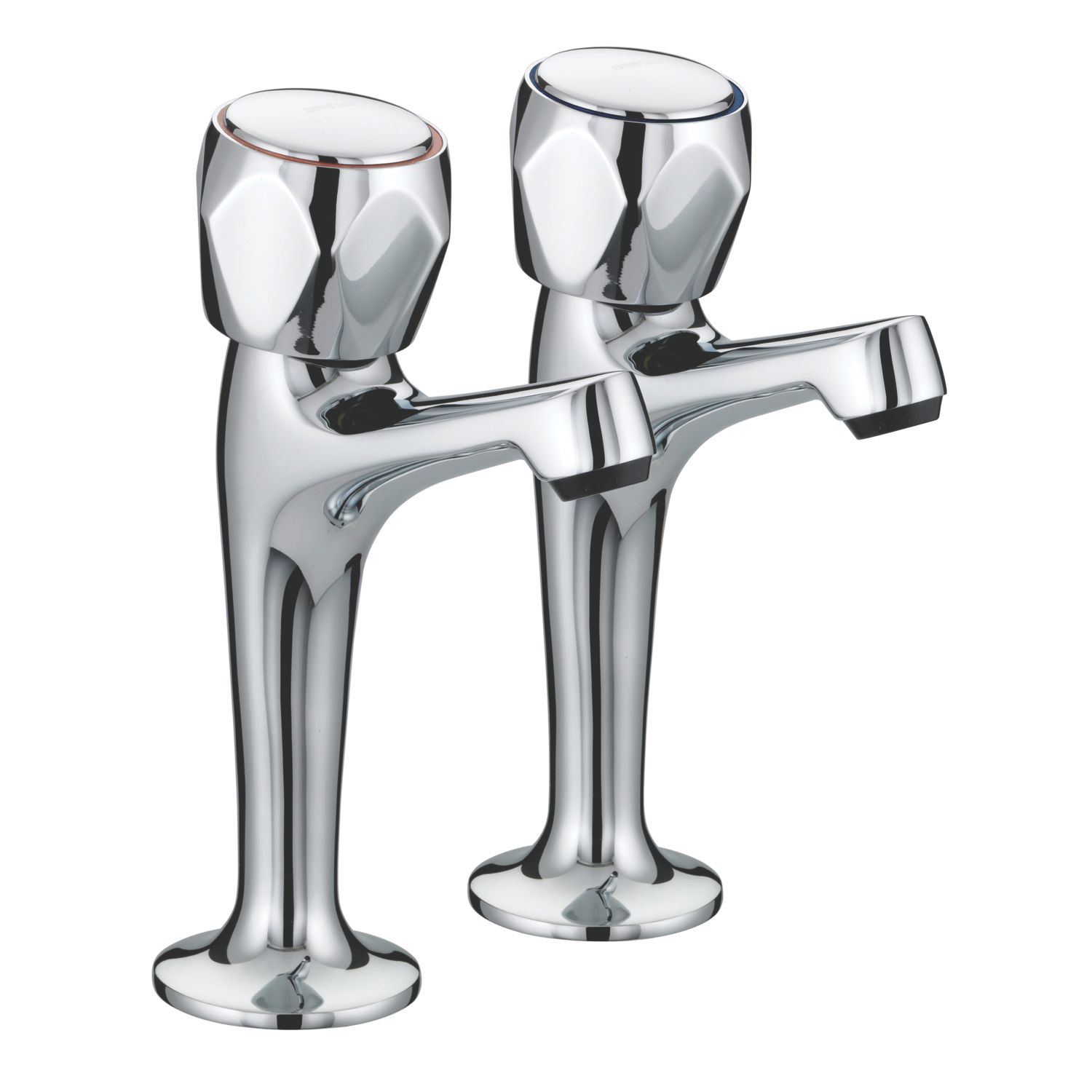 Bristan Club Contemporary Round Head High Neck Pillar Kitchen Taps Chrome 1 Pair (703JE)