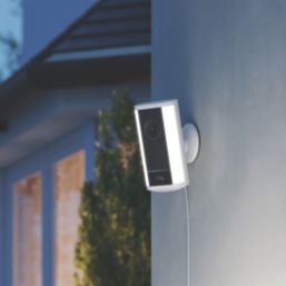 Ring  Mains-Powered White Wireless 4K Outdoor Cylinder Security Camera