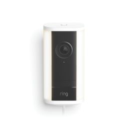 Ring  Mains-Powered White Wireless 4K Outdoor Cylinder Security Camera
